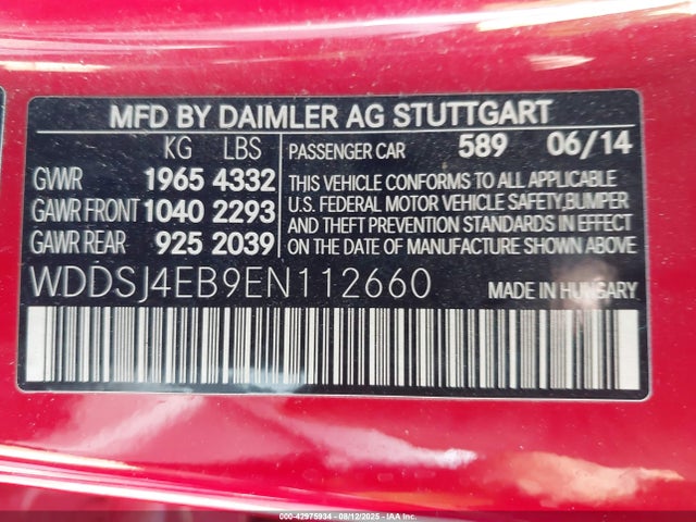 WDDSJ4EB9EN112660 Mercedes-Benz CLA-Class