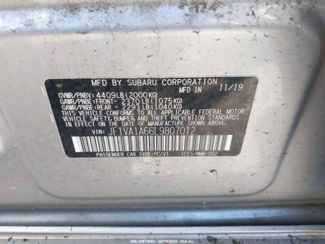 2020 SUBARU WRX JF1VA1A66L9807012 Photo 8