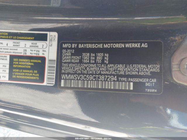 2012 MINI COOPER S WMWSV3C59CT387294 Photo 8