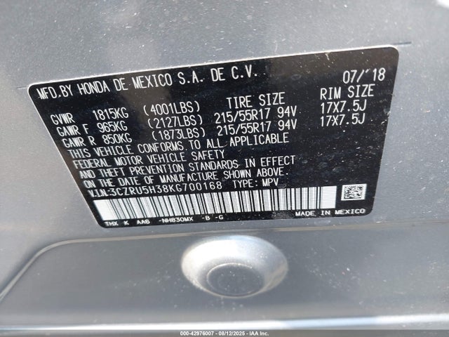 3CZRU5H38KG700168 Honda r18z9
