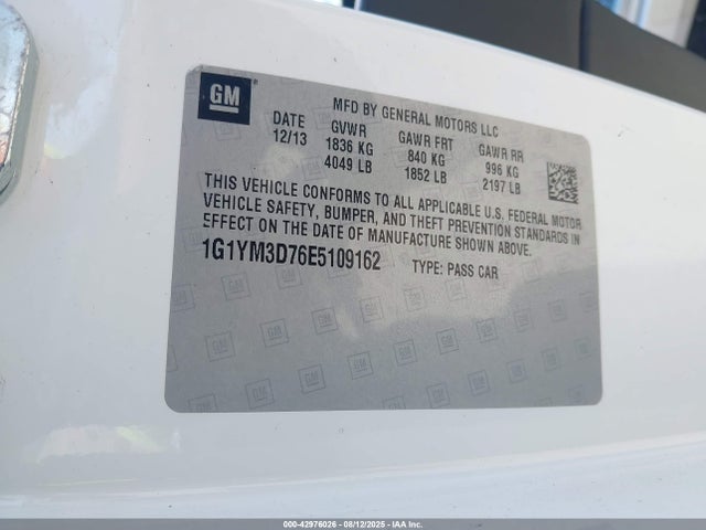 Chevrolet lt1 2014 1G1YM3D76E5109162 Image 9