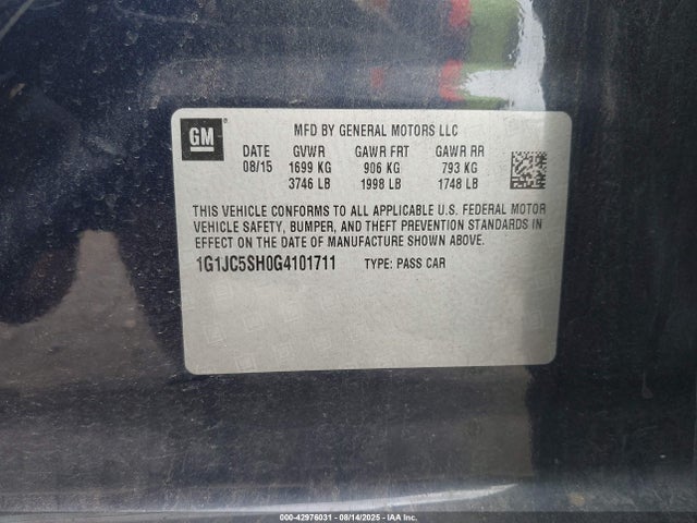 1G1JC5SH0G4101711 Chevrolet luw - e85 max