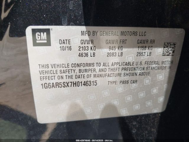 2017 CADILLAC CTS 1G6AR5SX7H0146315 Photo 8