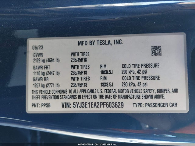 2023 TESLA MODEL 3 5YJ3E1EA2PF603629 Photo 8