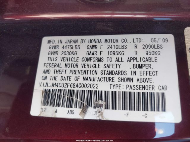 2010 ACURA TSX JH4CU2F68AC002022 Photo 8