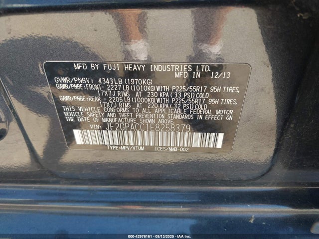 Subaru 2.0l na 2014 JF2GPACC1E8258379 Image 9