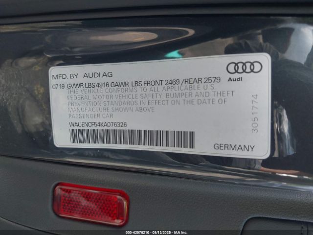 2019 AUDI A5 WAUENCF54KA076326 Photo 8