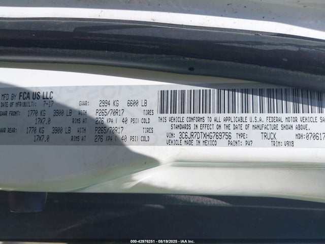 3C6JR7DTXHG769756 RAM 1500