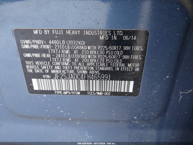 Subaru 2.5na u5 2015 JF2SJADC4FH465991 Image 9