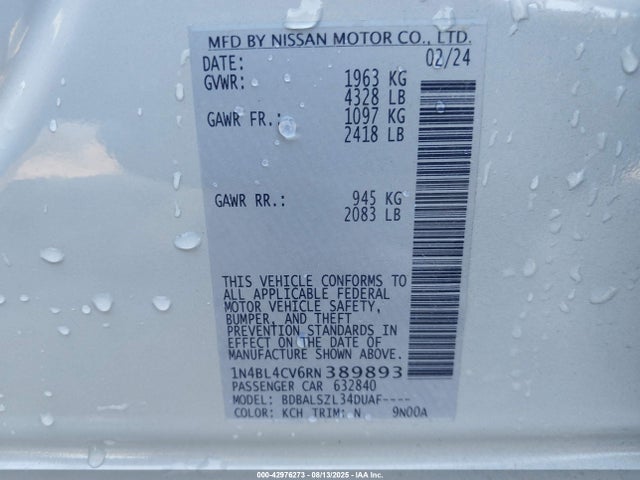 1N4BL4CV6RN389893 Nissan Altima