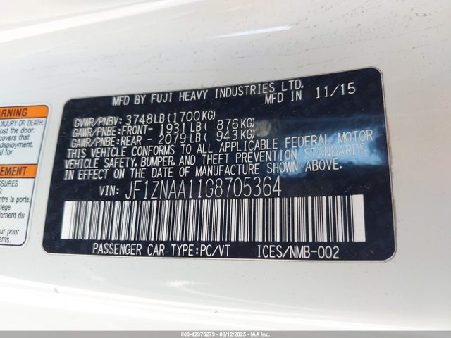 JF1ZNAA11G8705364 Scion fa20