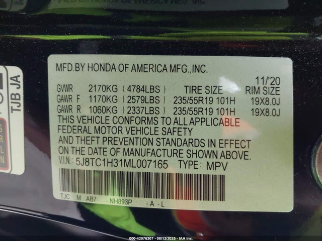 5J8TC1H31ML007165 Acura k20c4
