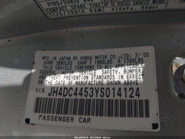 2000 ACURA INTEGRA JH4DC4453YS014124 Photo 8