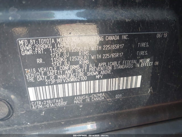 Toyota a25a-fks 2019 2T3P1RFV2KW062100 Image 9