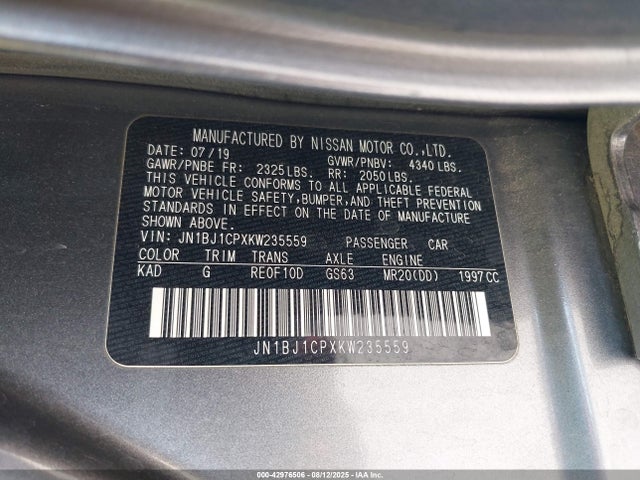 JN1BJ1CPXKW235559 Nissan 2019