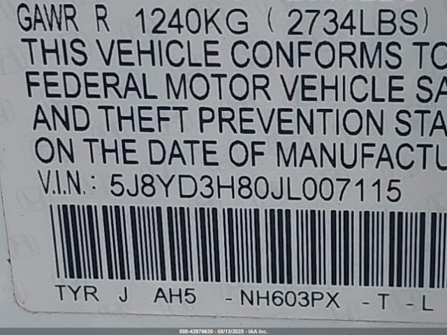 2018 ACURA MDX 5J8YD3H80JL007115 Photo 8