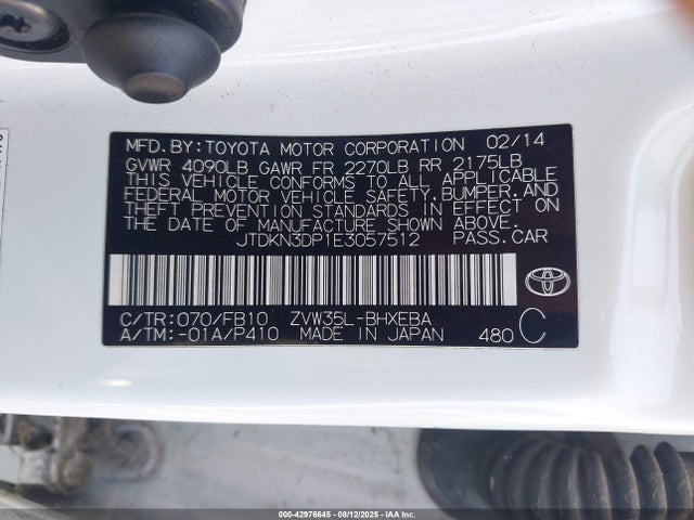 JTDKN3DP1E3057512 Toyota 2zr-fxe+3jm