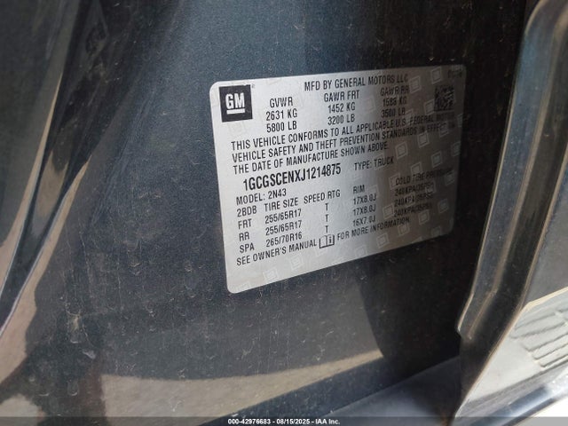 1GCGSCENXJ1214875 Chevrolet lgz - di: direct injection, vvt: variable valve timing, alum, var2, gen2