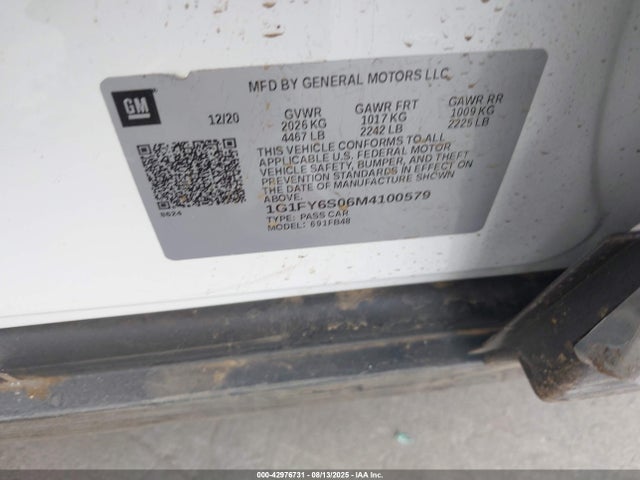 1G1FY6S06M4100579 Chevrolet 2021