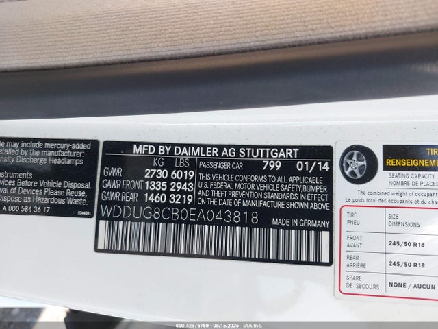 Mercedes-Benz S-Class 2014 WDDUG8CB0EA043818 Image 9