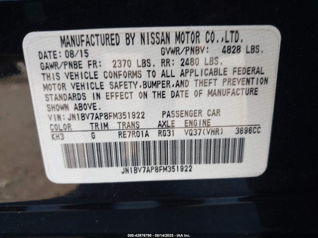 JN1BV7AP8FM351922 Infiniti Q50