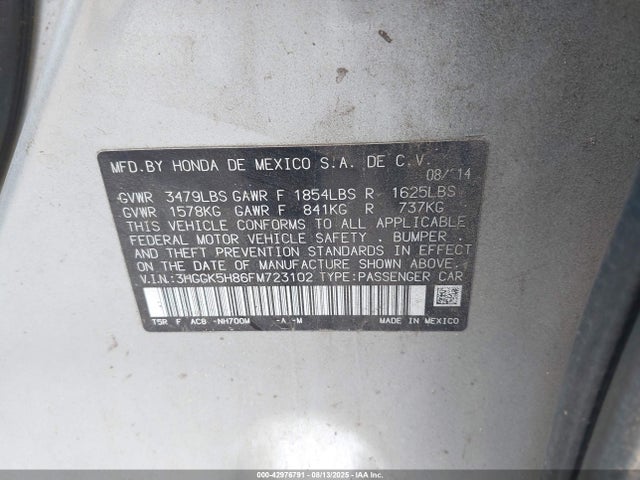 3HGGK5H86FM723102 Honda l15b1