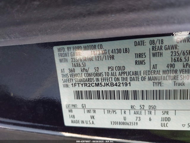 Ford 2018 2018 1FTYR2CM5JKB42191 Image 9