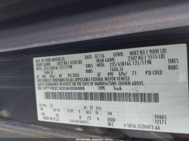 Ford 2016 2016 1FTYR2CM3GKB56888 Image 9
