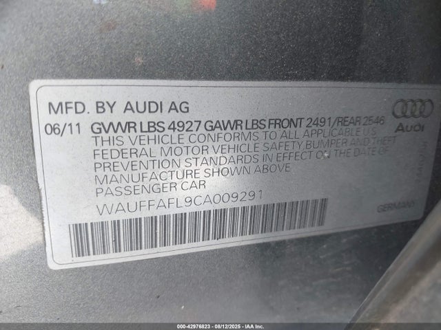 2012 AUDI A4 WAUFFAFL9CA009291 Photo 8