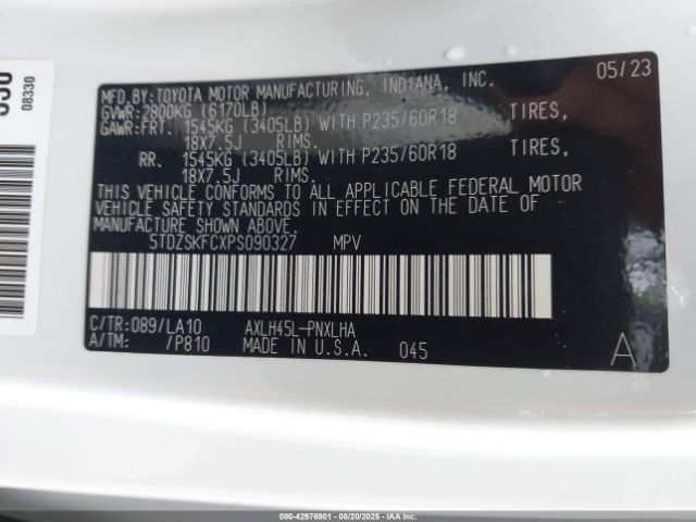 2023 TOYOTA SIENNA 5TDZSKFCXPS090327 Photo 8