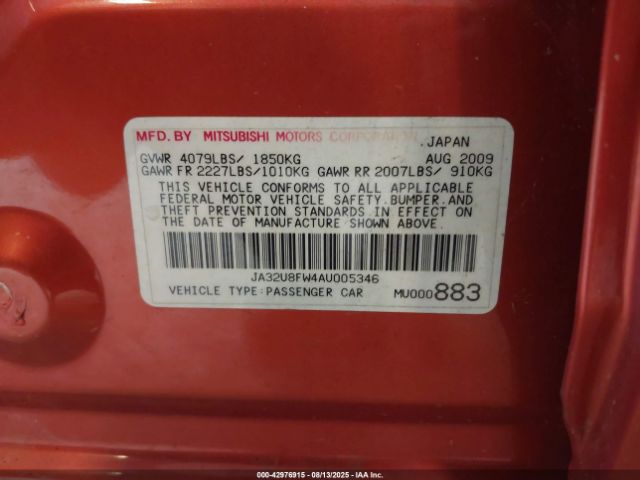 2010 MITSUBISHI LANCER JA32U8FW4AU005346 Photo 8