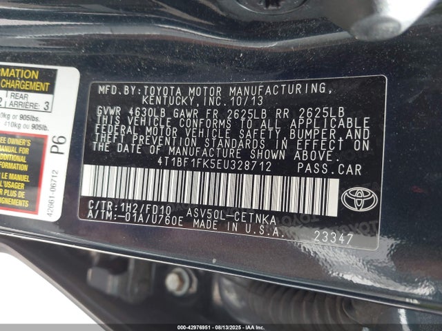 Toyota 2ar-fe 2014 4T1BF1FK5EU328712 Image 9