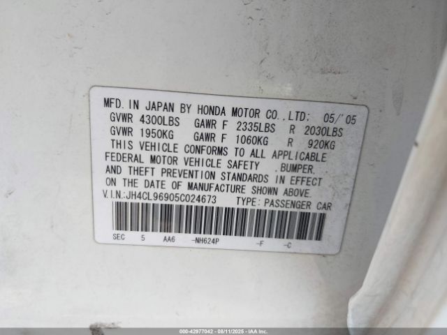 2005 ACURA TSX JH4CL96905C024673 Photo 8