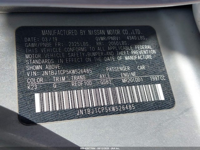 JN1BJ1CP5KW526485 Nissan 2019