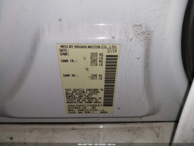 Nissan Altima 2015 1N4AL3APXFC240047 Image 9