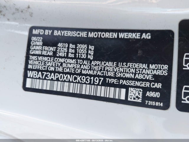 2022 BMW 430I WBA73AP0XNCK93197 Photo 8