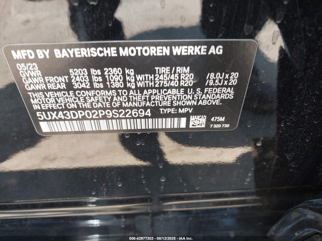 5UX43DP02P9S22694 BMW 2023