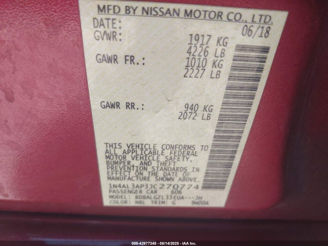 Nissan 2018 2018 1N4AL3AP3JC270774 Image 9