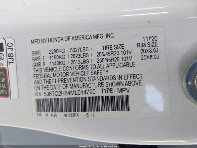 2021 ACURA RDX 5J8TC2H64ML014790 Photo 8