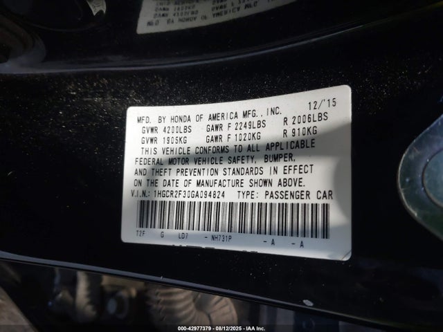 1HGCR2F30GA094824 Honda k24w1