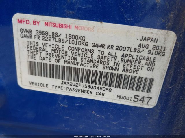 2011 MITSUBISHI LANCER JA32U2FU5BU045688 Photo 8