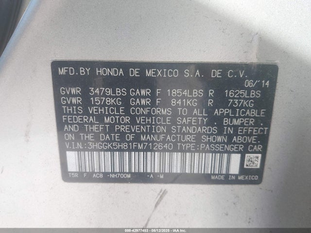 3HGGK5H81FM712640 Honda l15b1