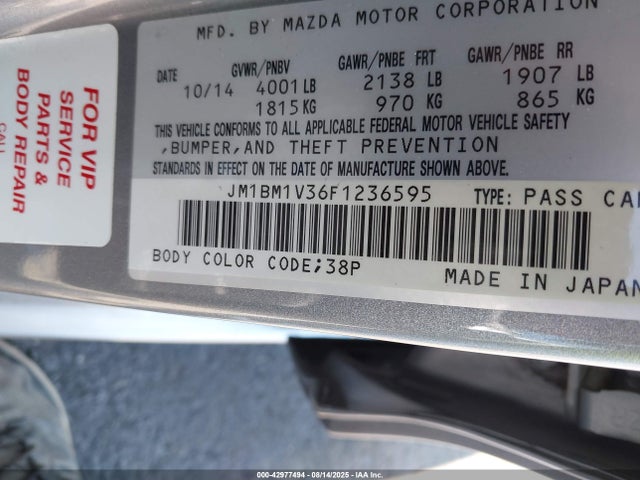 Mazda py 2015 JM1BM1V36F1236595 Image 9