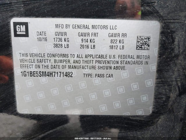 1G1BE5SM4H7171482 Chevrolet le2 -di: direct injection, vvt: variable valve timing, gen, alum
