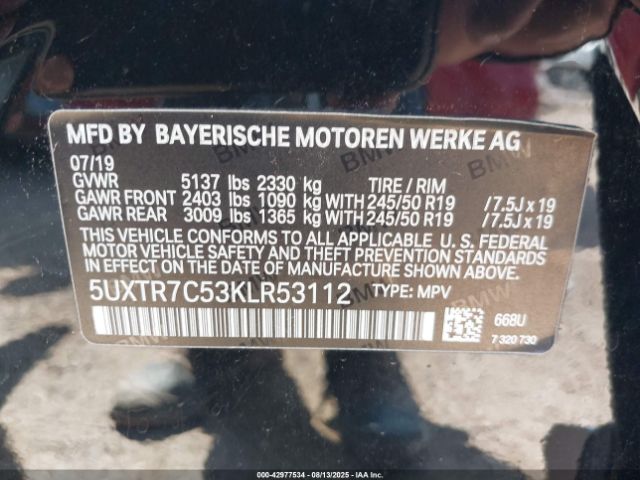 2019 BMW X3 5UXTR7C53KLR53112 Photo 8