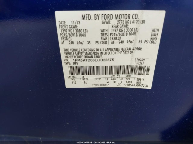 Продажа на аукционе авто 2014 Ford Explorer Xlt, vin: 1FM5K7D88EGB22575, номер лота: 42977538