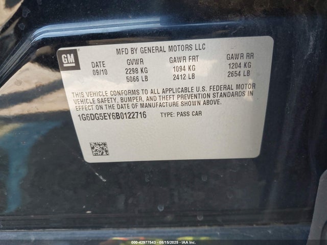 2011 CADILLAC CTS 1G6DG5EY6B0122716 Photo 8