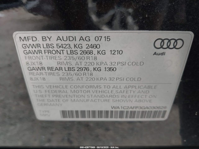 2016 AUDI Q5 WA1C2AFP3GA030626 Photo 8