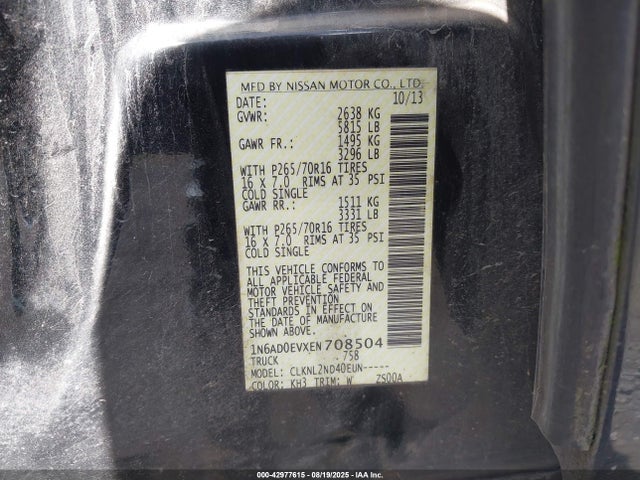 1N6AD0EVXEN708504 Nissan Frontier