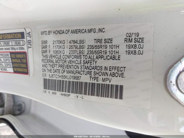 2019 ACURA RDX 5J8TC1H55KL019687 Photo 8